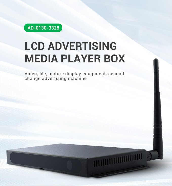 Αρρενωπό πλαίσιο 0 διαφήμισης Media Player τετράγωνο-πυρήνων μίνι HD WiFi BT Ethernet έξυπνο